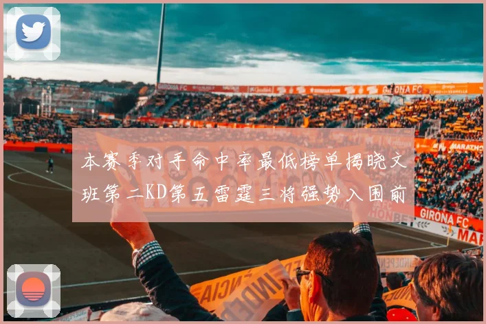 本赛季对手命中率最低榜单揭晓文班第二KD第五雷霆三将强势入围前十